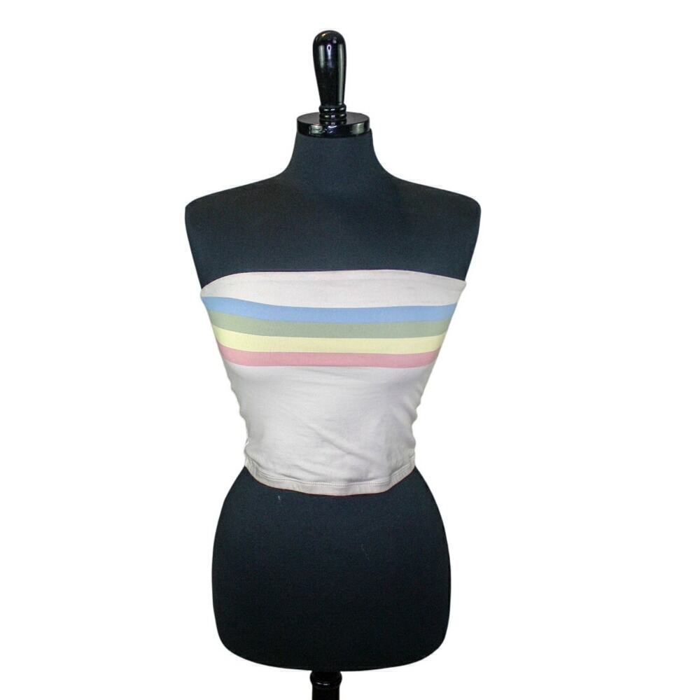 American Eagle Pastel Rainbow Stripe Tube Top Summer Beach Retro S